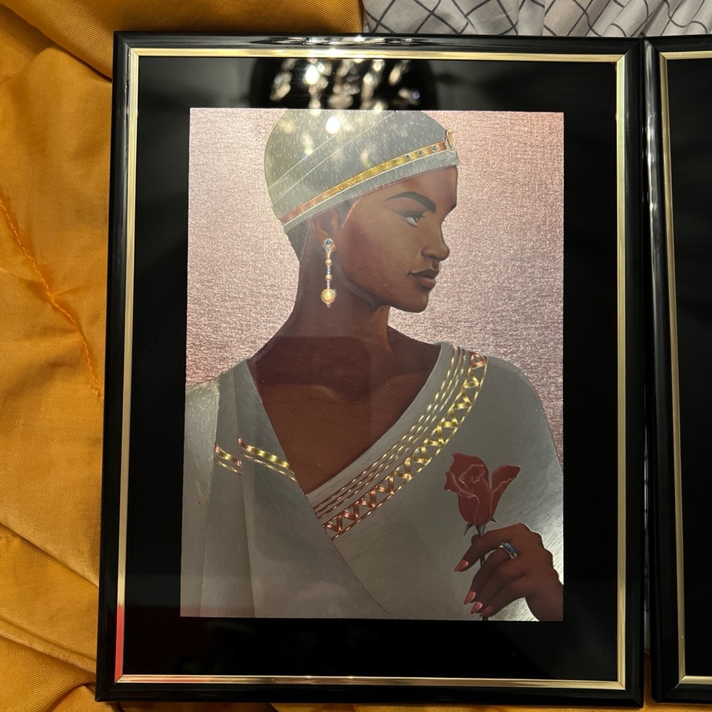 Framed Art Print with Gold and Silver Accents